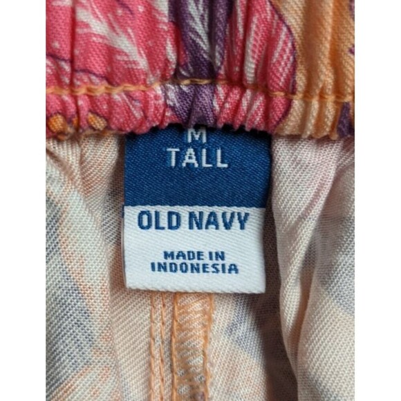 Women's OLD NAVY Floral Print High Waisted Wide Leg Playa Pants Medium Tall - Picture 10 of 10